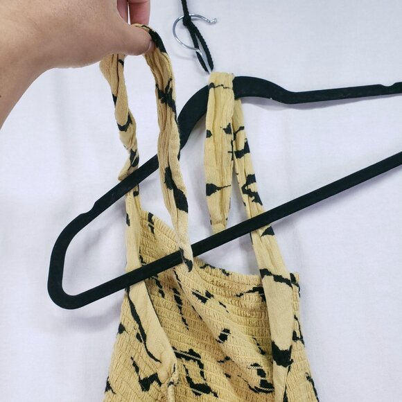 Urban Outfitters Yellow Pattern Y2K Halter Neckline Wide Leg Jumpsuit Size M - Picture 10 of 14